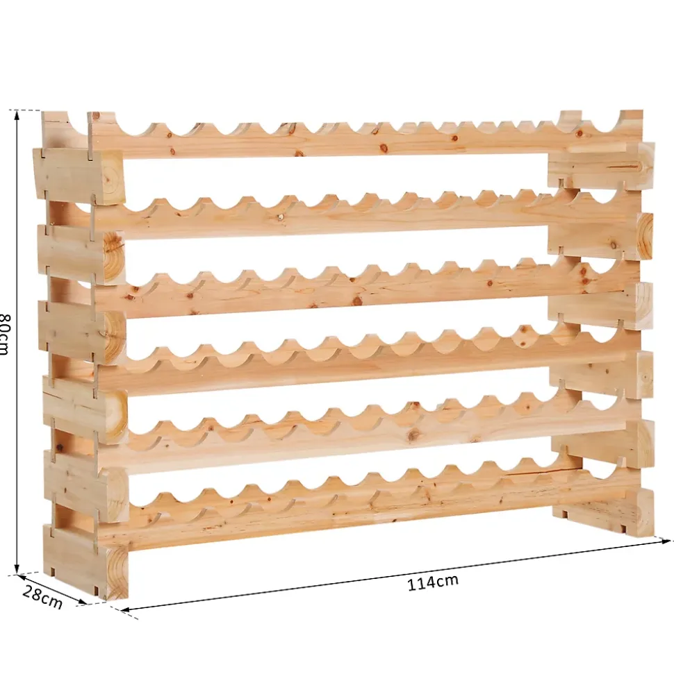 Étagère à bouteilles casier à vin range bouteilles horizontal 6 niveaux 72 bouteilles max. bois de pin