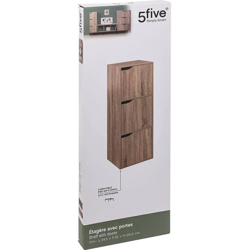 Étagère 3 cases avec portes Effet chêne naturel Mix N' Modul - 5Five