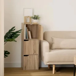 Étagère 3 cases avec portes Effet chêne naturel Mix N' Modul - 5Five