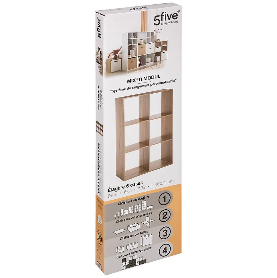 Étagère 6 cases Effet bois naturel Mix N' Modul - 5Five