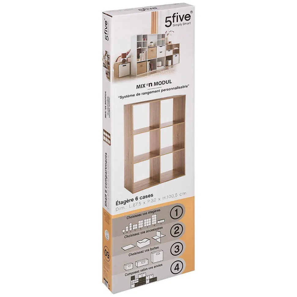 Étagère 6 cases Effet bois naturel Mix N' Modul - 5Five
