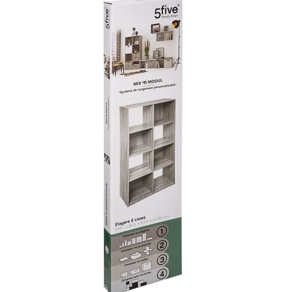Étagère 8 cases Effet chêne gris Mix N' Modul - 5Five