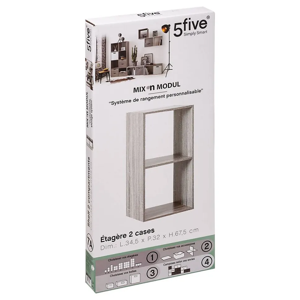 Étagère 2 cases Effet chêne gris Mix N' Modul - 5Five