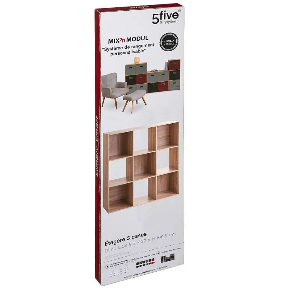 Étagère 9 cases Effet chêne naturel Mix N' Modul - 5Five