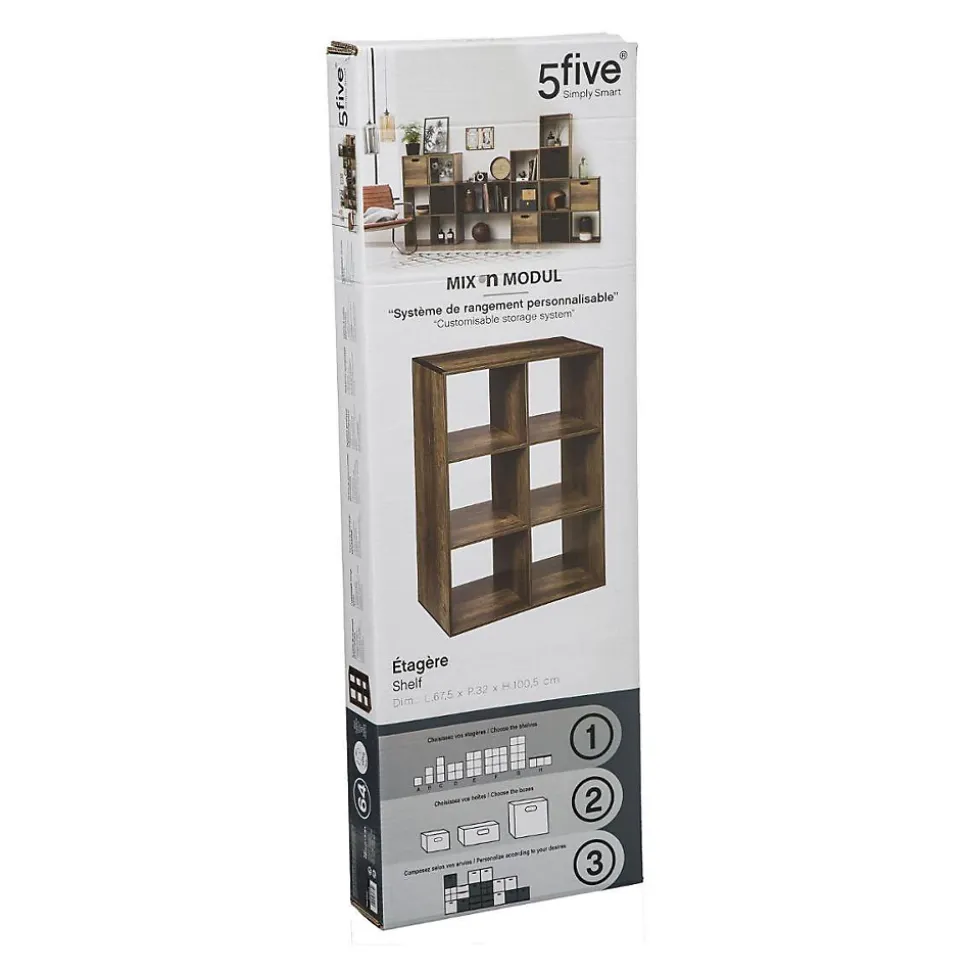Étagère 6 cases indus Effet bois foncé Mix N' Modul - 5Five