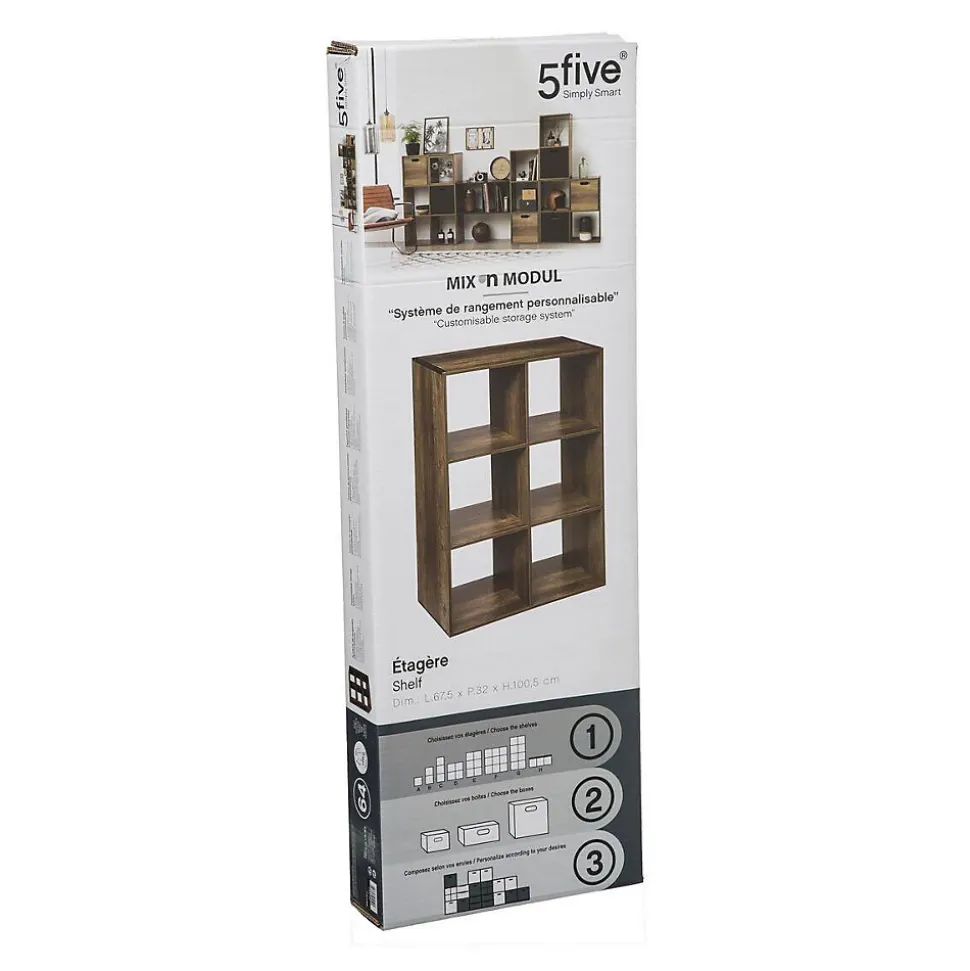 Étagère 6 cases indus Effet bois foncé Mix N' Modul - 5Five