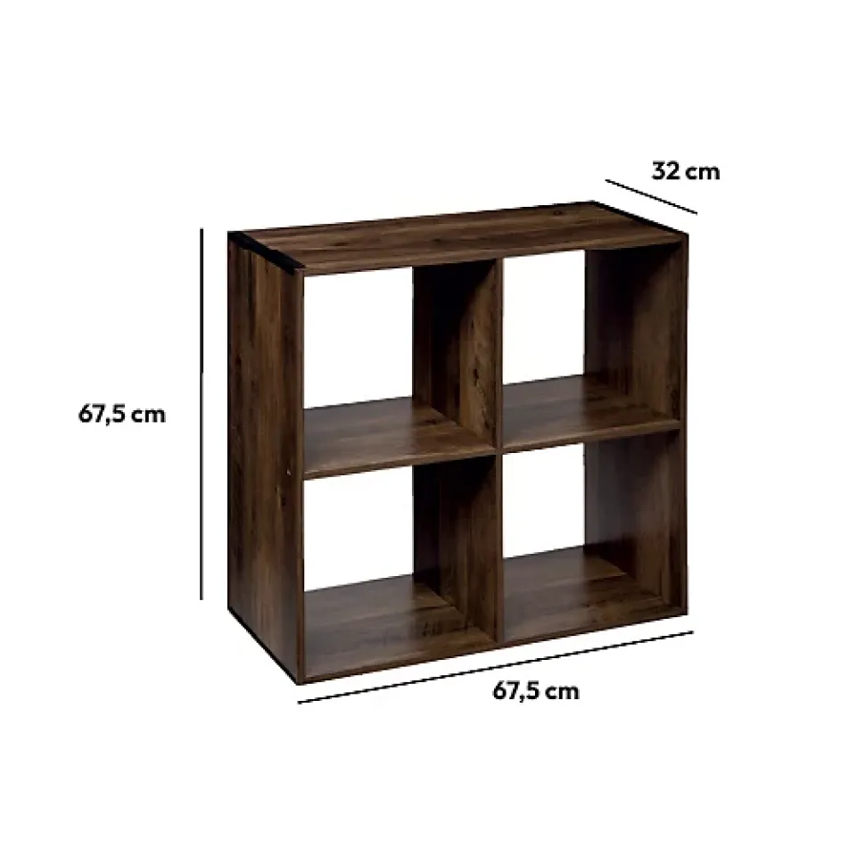 Étagère 4 cases indus Effet bois foncé Mix N' Modul - 5Five