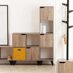 Étagère 4 cases porte Effet bois naturel Ceda - 5Five