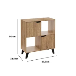 Étagère 4 cases porte Effet bois naturel Ceda - 5Five