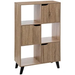 Étagère 6 cases porte Effet bois naturel Ceda - 5Five