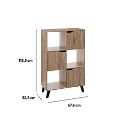 Étagère 6 cases porte Effet bois naturel Ceda - 5Five