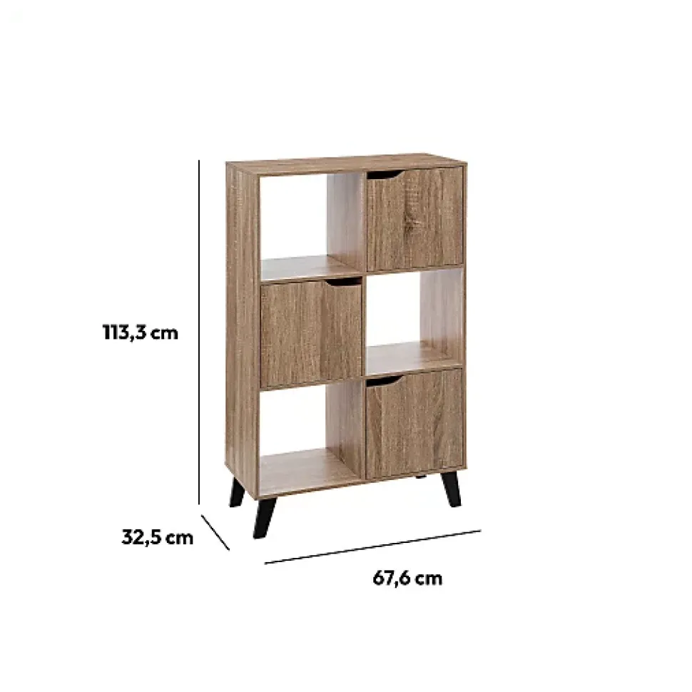 Étagère 6 cases porte Effet bois naturel Ceda - 5Five