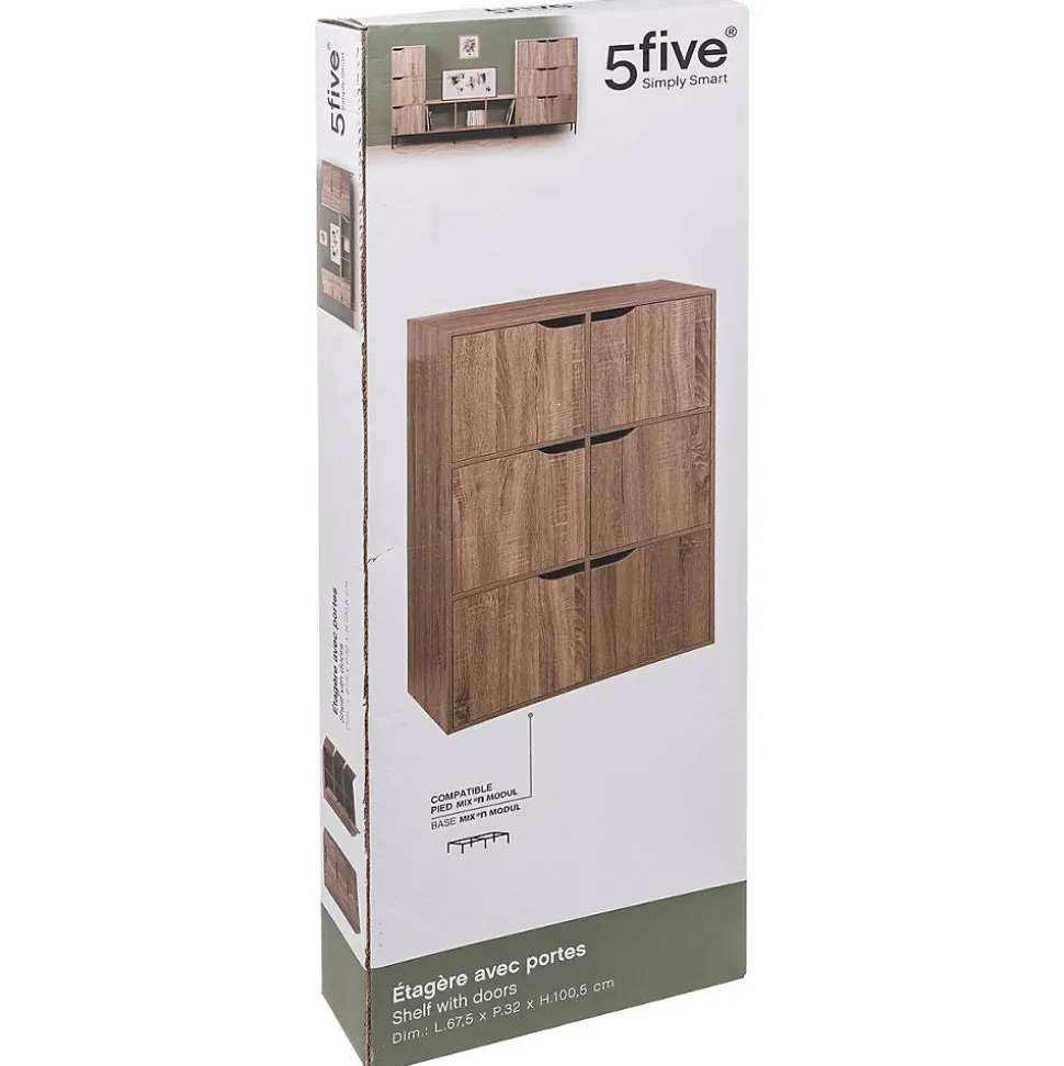 Étagère 6 cases porte Effet bois naturel Mix N' Modul - 5Five