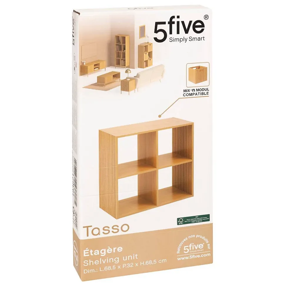Étagère 4 cases Tasso effet bois naturel - Marron- 5five