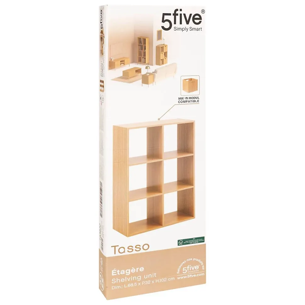 Étagère 6 cases Tasso effet bois naturel - Marron- 5five