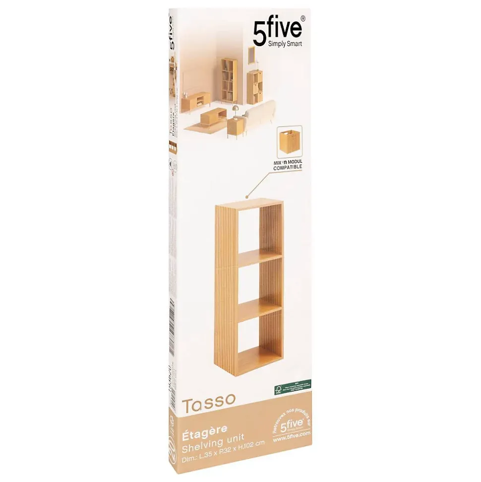 Étagère 3 cases Tasso effet bois naturel - Marron- 5five