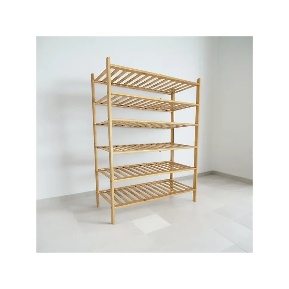 Étagère à chaussures 3 niveaux en bambou naturel 69 x 28 x 47,5 cm