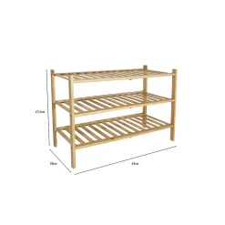 Étagère à chaussures 3 niveaux en bambou naturel 69 x 28 x 47,5 cm