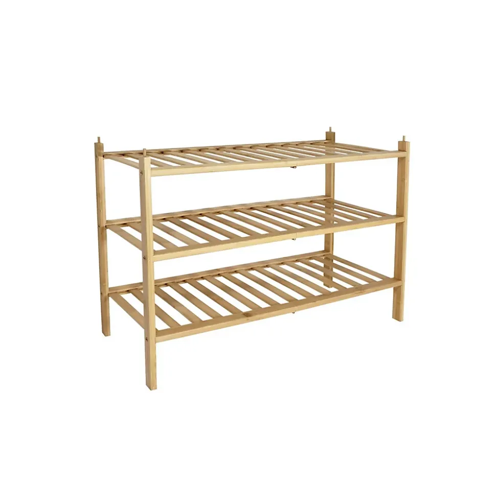 Étagère à chaussures 3 niveaux en bambou naturel 69 x 28 x 47,5 cm