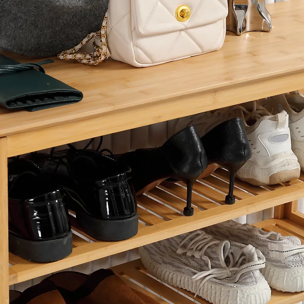 Étagère à chaussures en bambou 5 niveaux - meuble à chaussures bambou - 80 x 29 x 82 cm