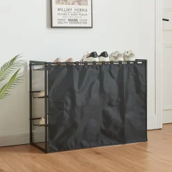 Étagère à chaussures Sel 80 x 32 x 60 cm noir en.casa