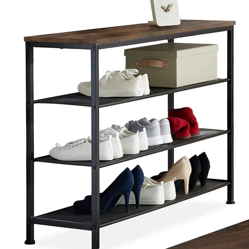 Étagère à chaussures Style industriel 100x305x725cm Bois foncé