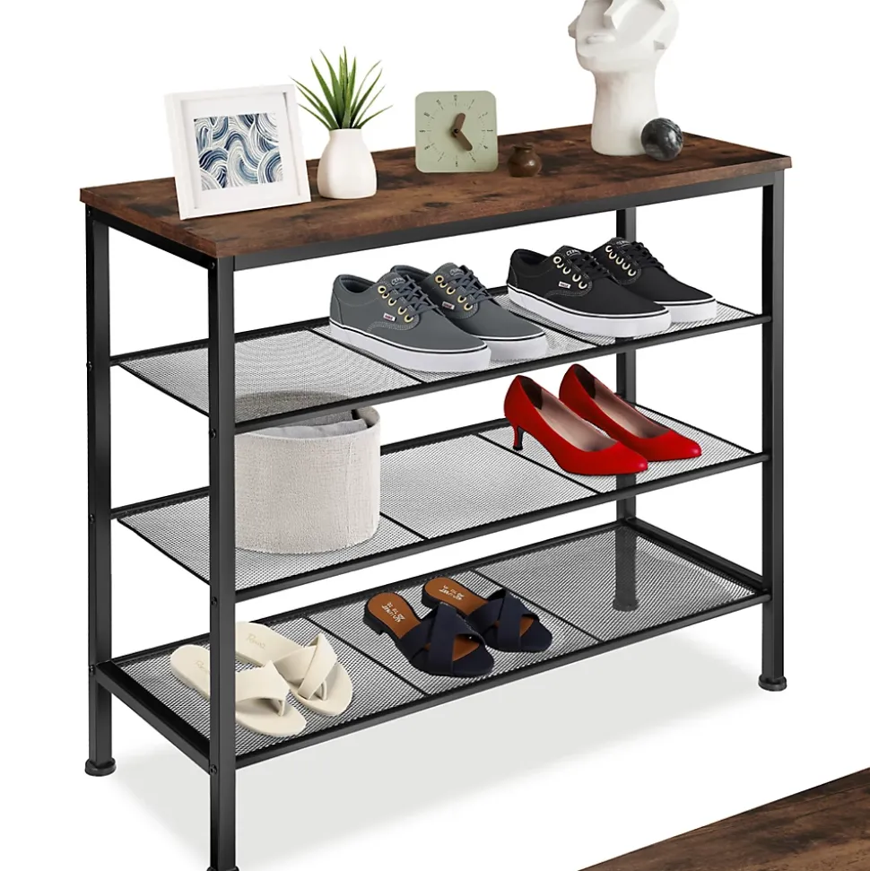 Étagère à chaussures Style industriel 805 x 305 x 725 cm Bois foncé