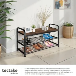 Étagère à chaussures Style industriel 91x36x55 cm Bois foncé