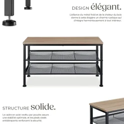Étagère à chaussures Style industriel 755 x 305 x 455 cm Bois clair