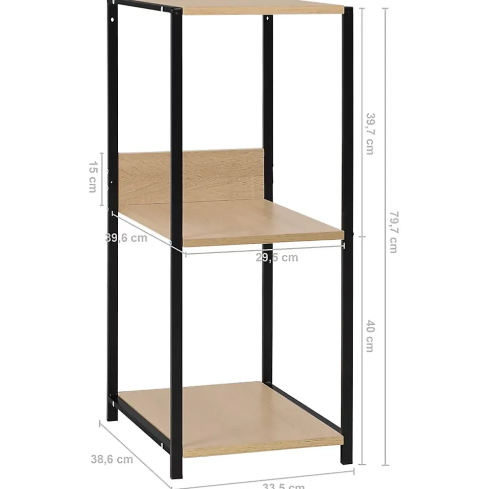 Étagère à livres droite petite Noir et chêne 33,5x39,6x79,7 cm vidaXL
