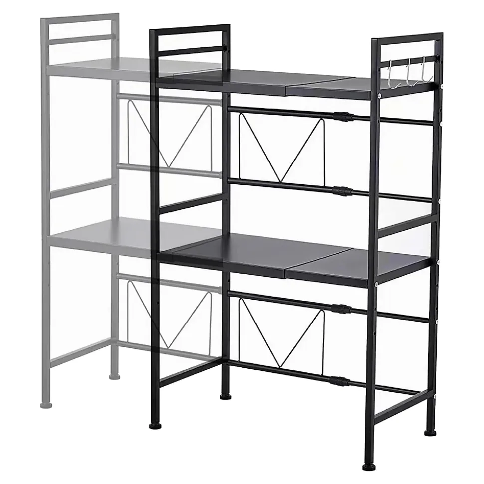 Étagère à micro-ondes Sorsele avec 2 tablettes réglables noir en.casa