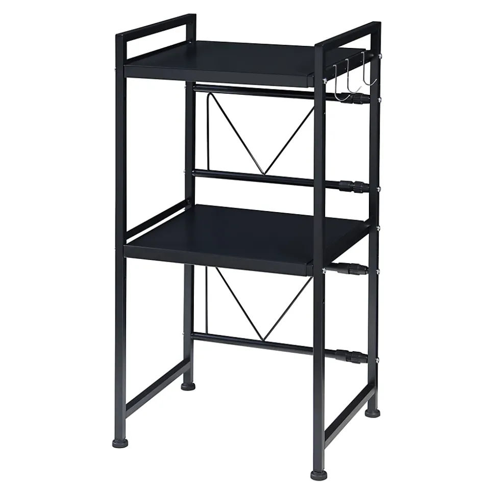 Étagère à micro-ondes Sorsele avec 2 tablettes réglables noir en.casa