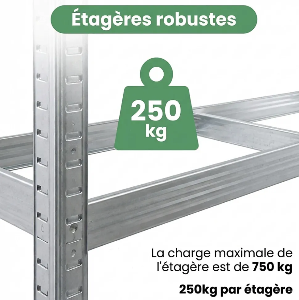 Étagère à pneus de garage en métal 120 cm 3 niveaux galvanisée argent 120x40x180 cm