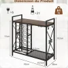 Étagère à Vin avec Casier à Vin 21 Bouteilles, 2 Porte-Verres pour 6 Verres, pour Salle à Manger, Cave, 93x38x102cm (Marron)