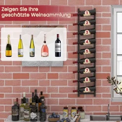 Étagère à Vin Murale pour 9 Bouteilles Porte Bouteilles Suspendu en Métal Casier à Vin Style Moderne