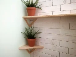 Étagère angle et triangulaire en pin massif 25x25x35 cm