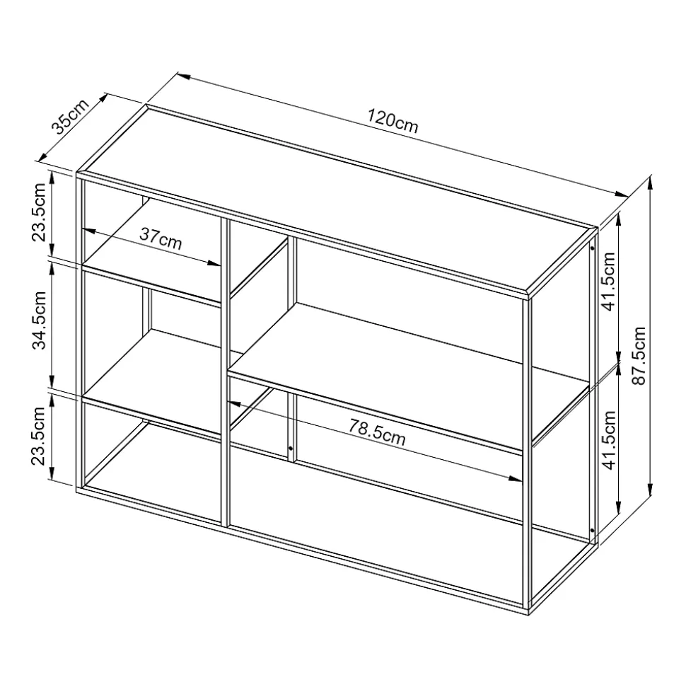 Étagère autoportante Isojoki 120 x 35 x 87,5 cm métal noir en.casa