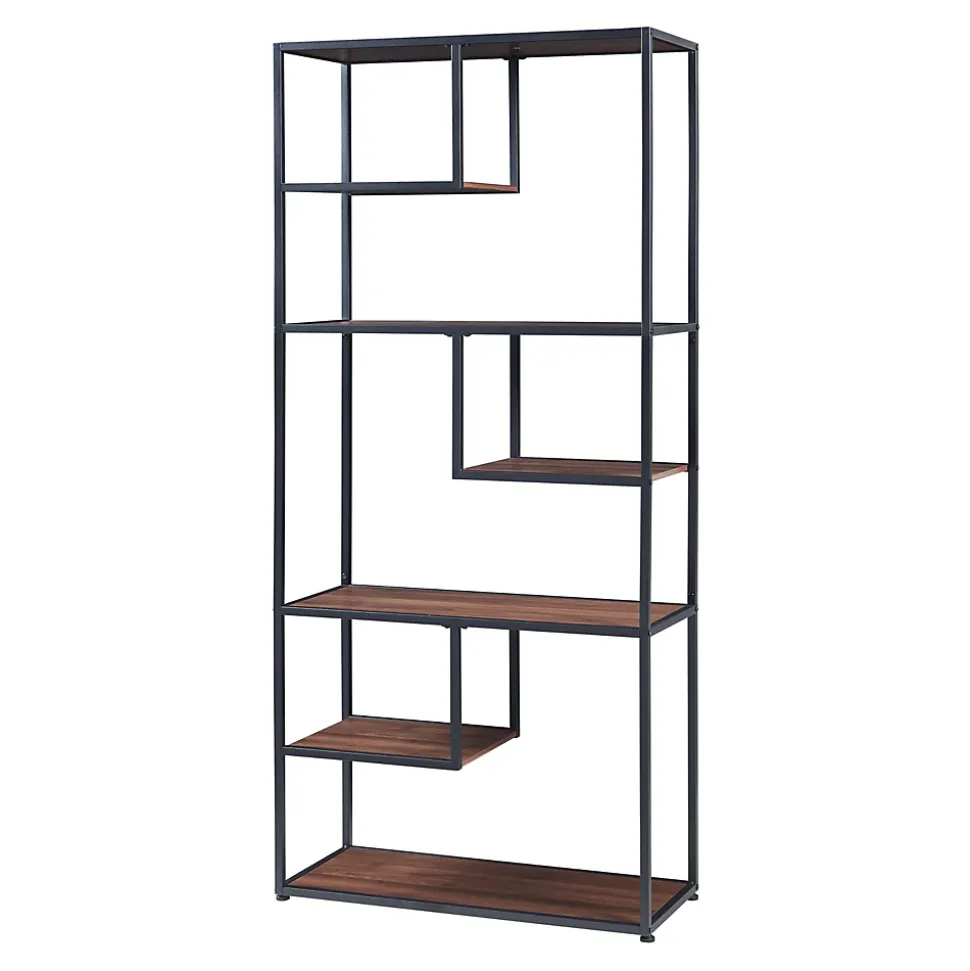 Étagère autoportante Oestre 180 x 83 x 34 cm noir effet noyer en.casa