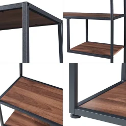 Étagère autoportante Oestre 180 x 83 x 34 cm noir effet noyer en.casa