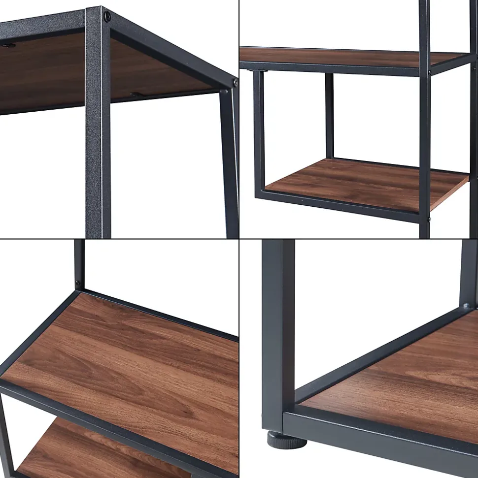 Étagère autoportante Oestre 180 x 83 x 34 cm noir effet noyer en.casa