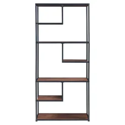 Étagère autoportante Oestre 180 x 83 x 34 cm noir effet noyer en.casa