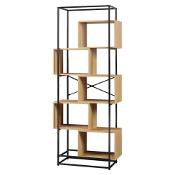 Étagère autoportante Rennebu acier 194 x 80 x 33 cm noir effet chêne en.casa
