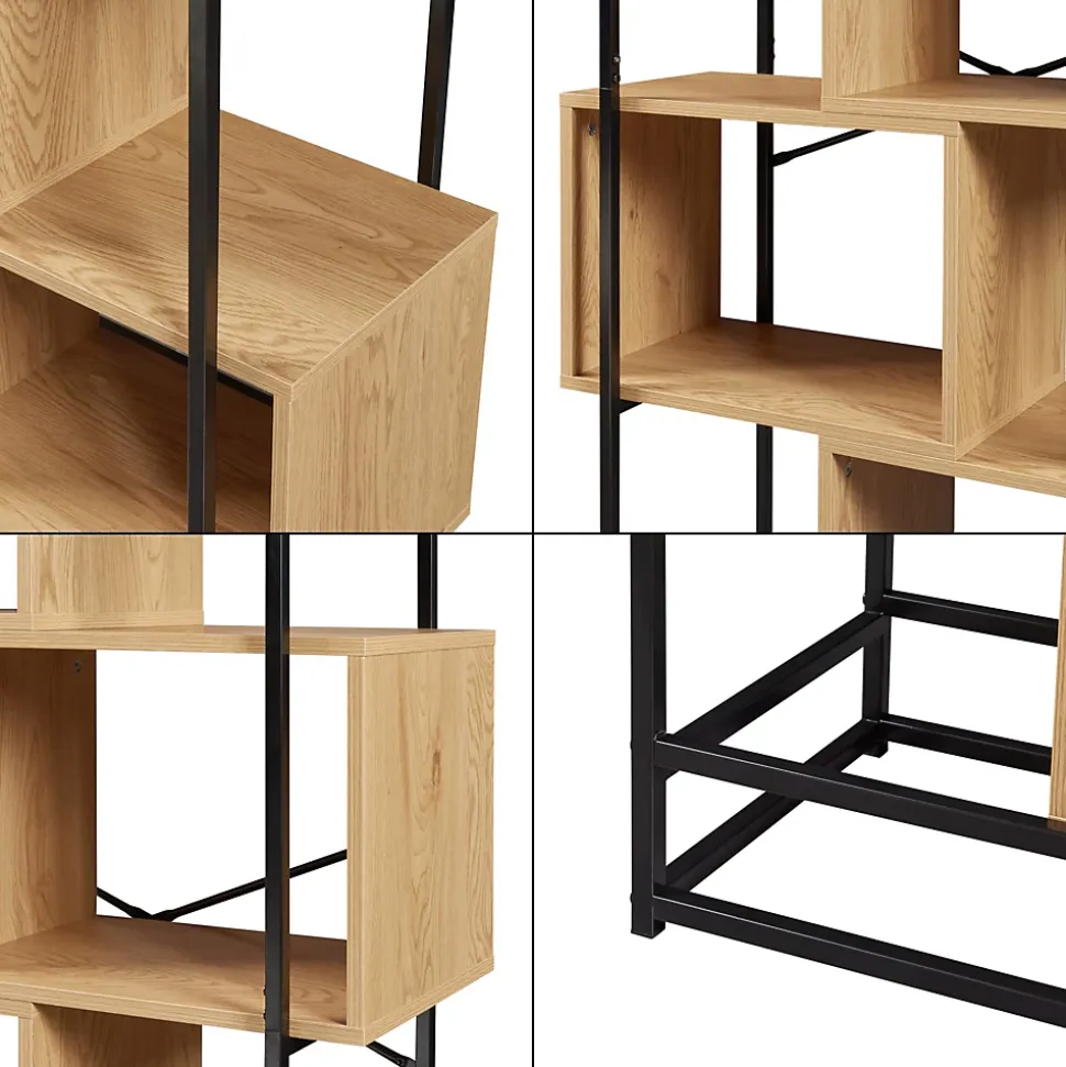 Étagère autoportante Rennebu acier 160 x 80 x 33 cm noir effet chêne en.casa