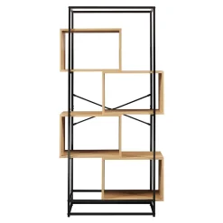 Étagère autoportante Rennebu acier 160 x 80 x 33 cm noir effet chêne en.casa