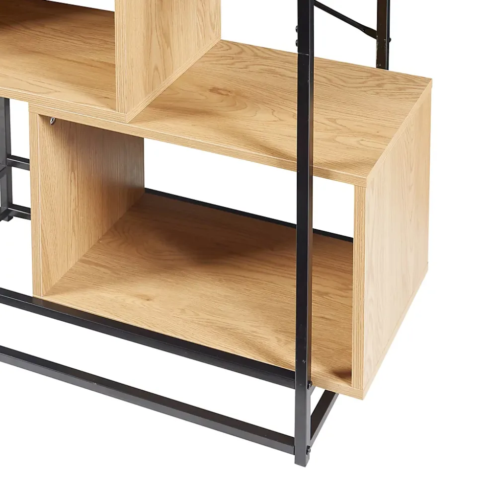 Étagère autoportante Rennebu acier 126 x 80 x 33 cm noir effet chêne en.casa