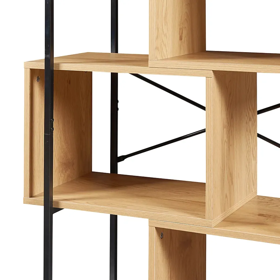 Étagère autoportante Rennebu acier 126 x 80 x 33 cm noir effet chêne en.casa
