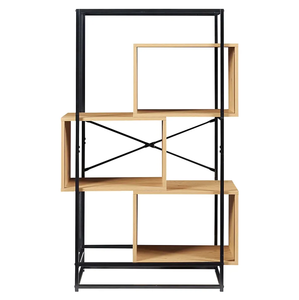 Étagère autoportante Rennebu acier 126 x 80 x 33 cm noir effet chêne en.casa