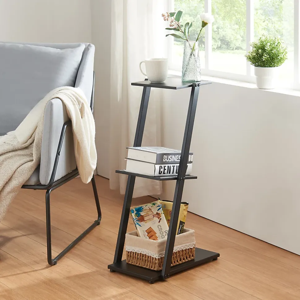Étagère autoportante Rollag à 3 niveaux métal 72 x 40 x 25 cm noir en.casa