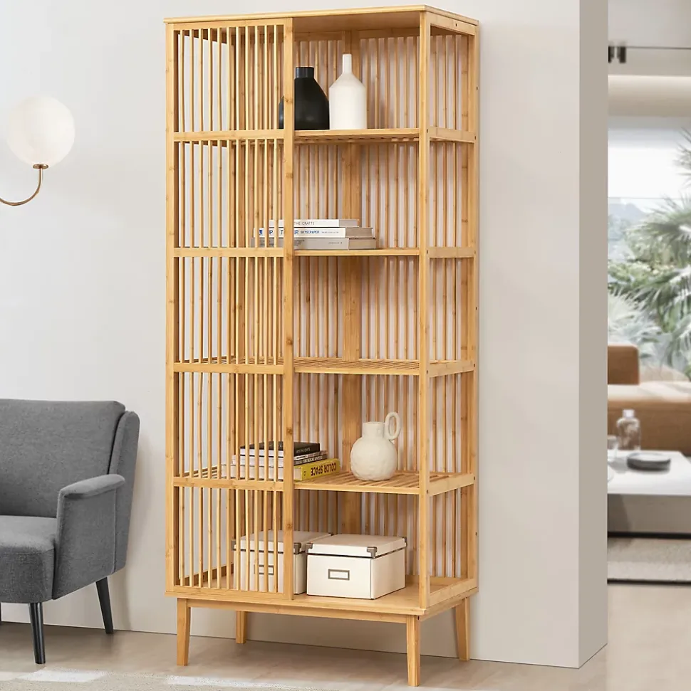 Étagère autoportante Trundholm en bambou 185 x 80 x 45 cm naturel en.casa