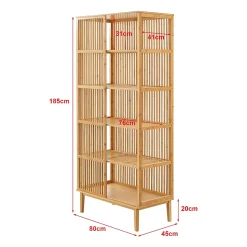 Étagère autoportante Trundholm en bambou 185 x 80 x 45 cm naturel en.casa